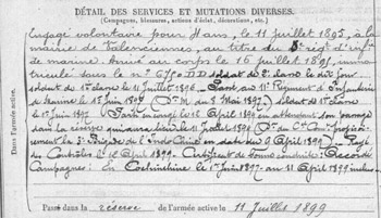 Extrait de la fiche matricule Jules Joly