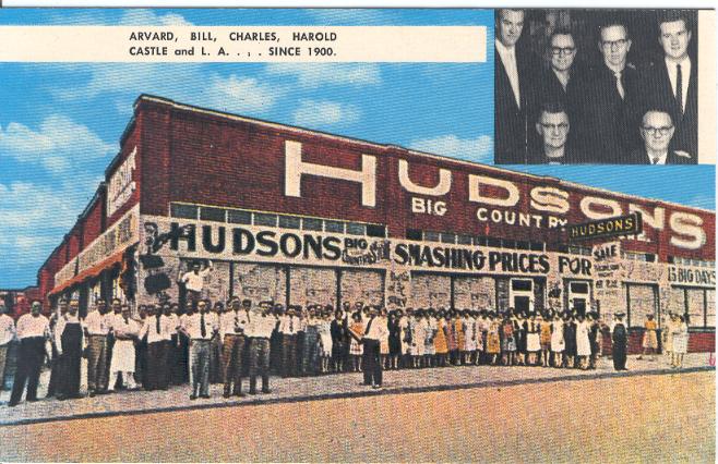 carte postale ancienne du magasin Hudsons à Coalgate dans l'Oklahoma