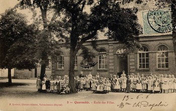 L'école des filles de Quarouble sur une carte postale ancienne