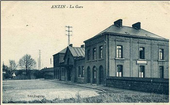 la gare d'Anzin sur une carte postale ancienne
