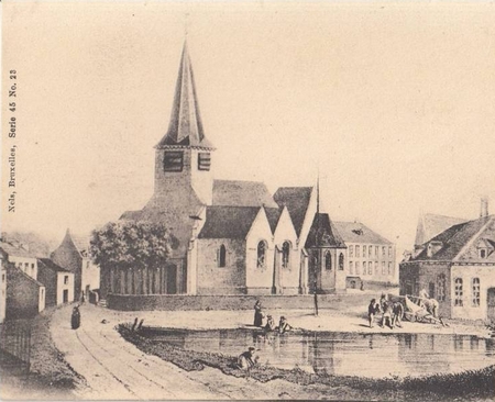 l'ancienne église de Beloeil sur une carte postale ancienne