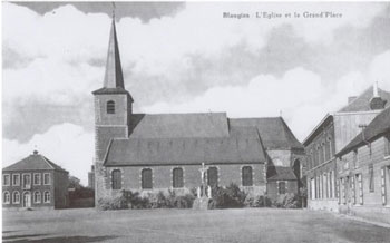 carte postale ancienne de l'église paroissiale de Blaugies (hainaut belge)