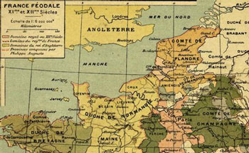 carte de la france et de la belgique au XIIe siècle