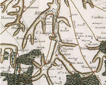 Saint-Souplet sur une carte de cassini