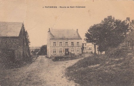 La route de Sart Custinne sur une carte postale ancienne