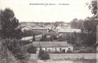 Vue générale de Warmeriville sur une carte postale ancienne