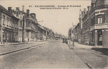 L'avenue de Saint-Amand à Anzin sur une carte postale ancienne
