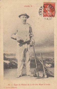 Un mineur de la Compagnie des Mines d'Anzin sur une carte postale ancienne