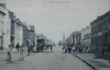 La route de Condé à Anzin sur une carte postale ancienne