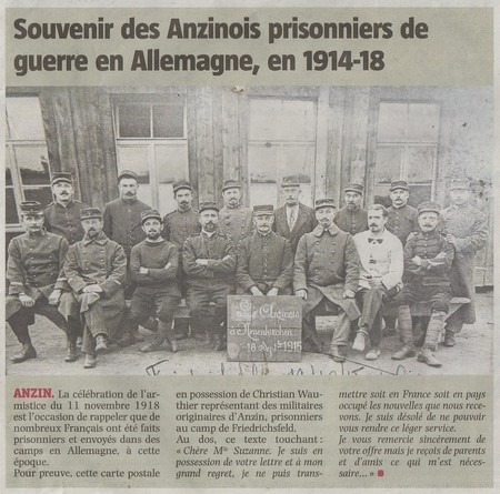 Groupe de soldats originaires d'Anzin prisonniers pendant la Première Guerre Mondiale