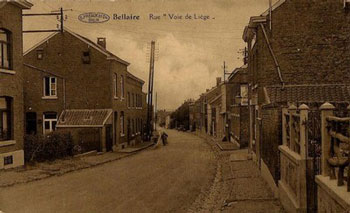 La voie de Liége à Bellaire sur une carte postale ancienne