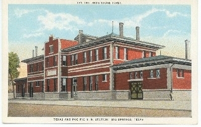 la gare de Big Spring au Texas sur une carte postale ancienne