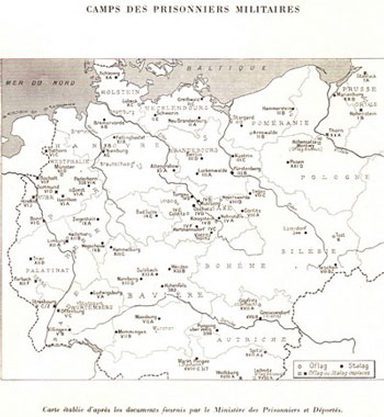 carte de localisation des oflags et des stalags pendant la deuxième guerre mondiale