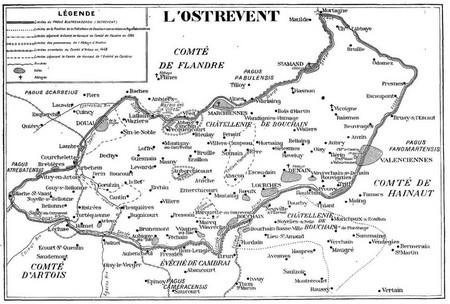 carte de l'Ostrevent pendant le Moyen-Âge