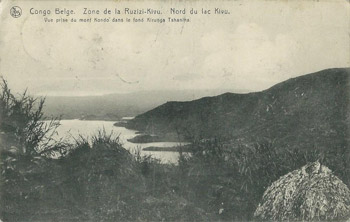 Le nord du Lac Kivu à l'époque du Congo Belge sur une carte postale ancienne