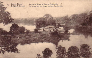 Le fleuve Congo près de Ponthierville sur une carte postale ancienne
