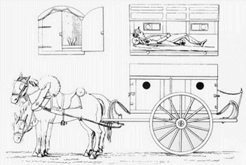 Dessin d'une ambulance de Larrey pendant le Premier Empire