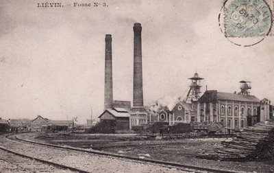 la fosse n°3 des mines de Liévin sur une carte postale ancienne