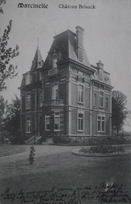 Le château de Brisask à Marcinelle sur une carte postale ancienne