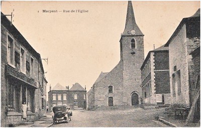 L'église de Marpent sur une carte postale ancienne