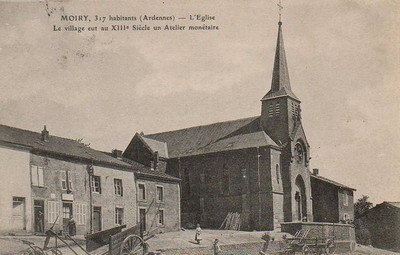 l'église de moiry sur une carte postale ancienne