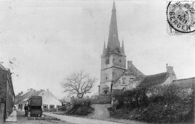 l'église Saint-Martin d'Obourg sur une carte postale ancienne