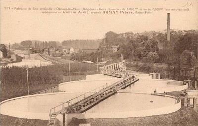 La fabrique de soie d'Obourg sur une carte postale ancienne