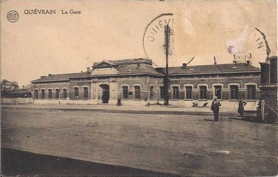 La gare de Quiévrain sur une carte postale ancienne