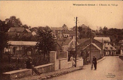 entrée du village de Wargnies-le-Grand sur une carte postale ancienne