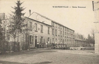 La filature Simonnet à Warmerille sur une carte postale ancienne