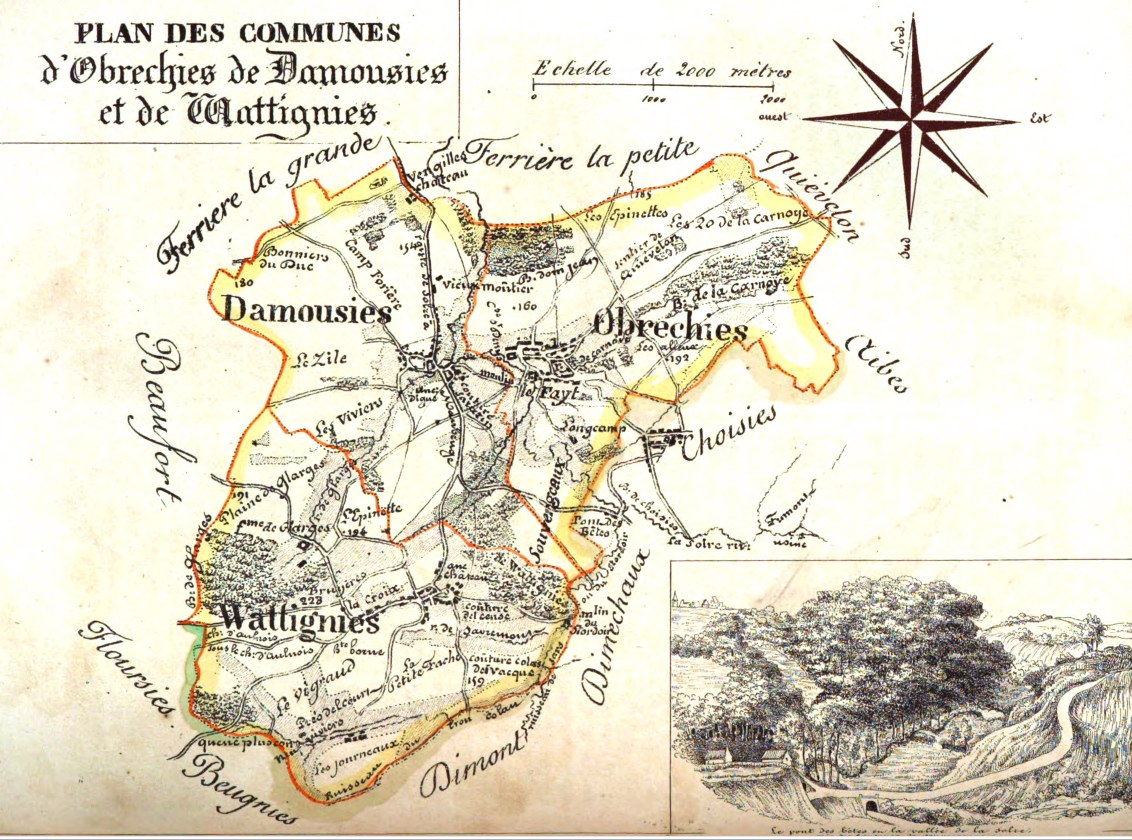 Plan de Damousies au milieu du XIXe siècle.