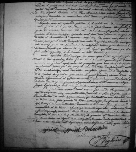 Acte de mariage entre Sophie Delecroix et Jean Appourchaux, 1849 à Laventie