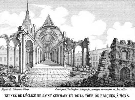 les ruines de l'église Saint-Germain et de la Tour de briques à Mons